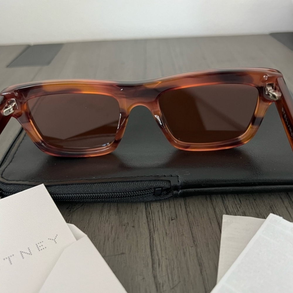 NWT HAVANA ORANGE STELLA McCARTNEY SC0197S 004 SQUARE SUNGLASSESS. ☆ - Picture 7 of 11